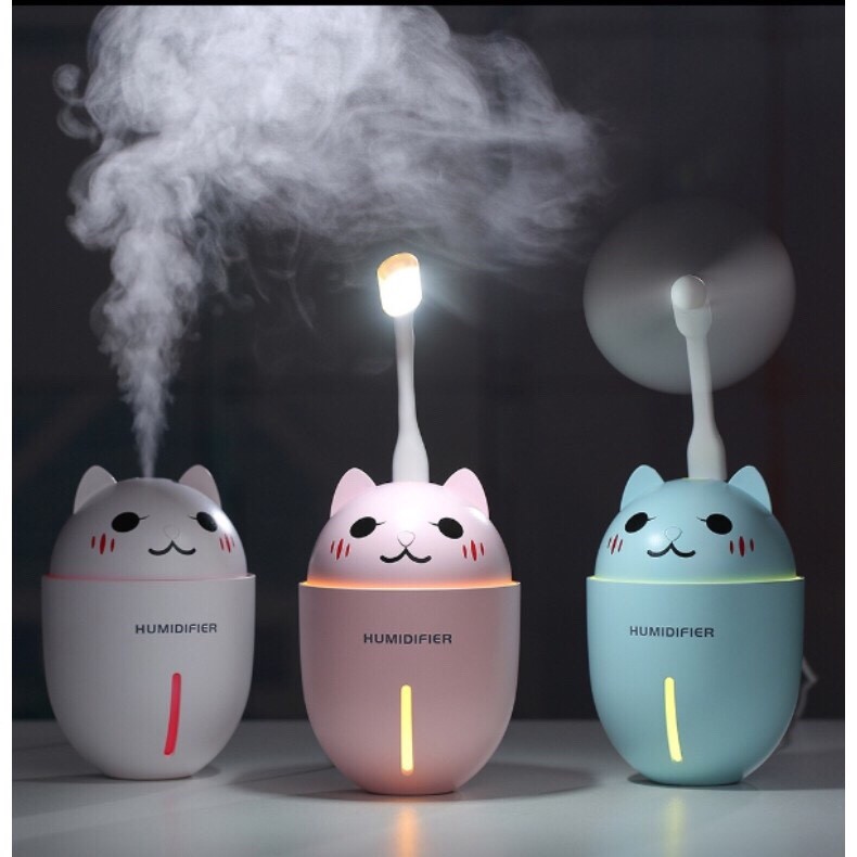 Máy phun sương tạo ẩm 320ml Humidifier HÌNH THÚ 3in1