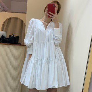 Váy baby doll | Váy búp bê dáng xòe tay bồng cổ V siêu xinh phong cách bánh bèo hottrend 2021