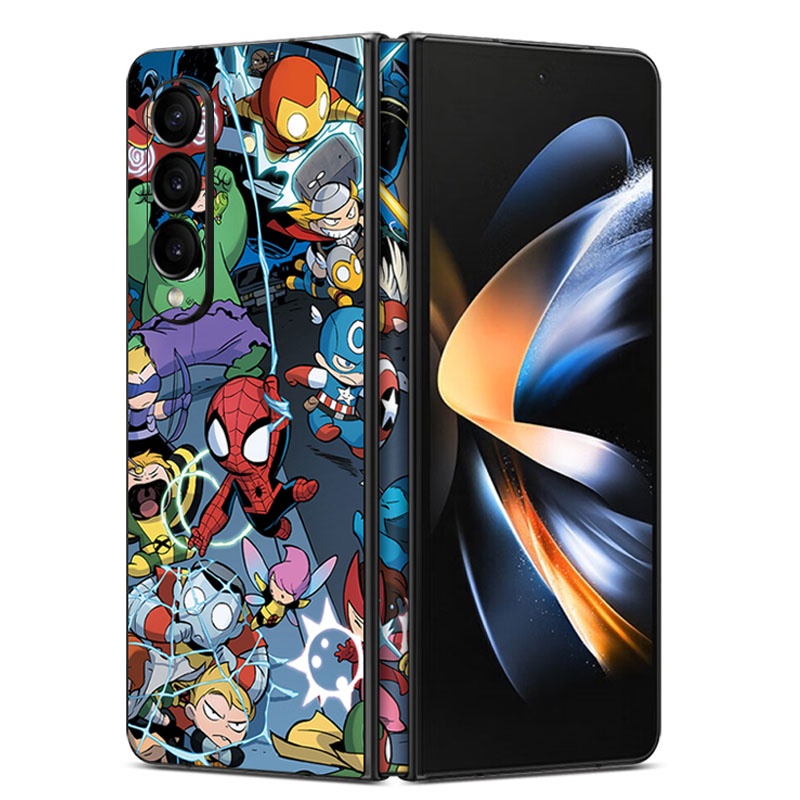 Hoạt Hình Cho Samsung Galaxy Z Fold 4 5 6 7 3 8 Ultra Decal Da Marvel Avengers Mặt Sau Bảo Vệ Màn Hì