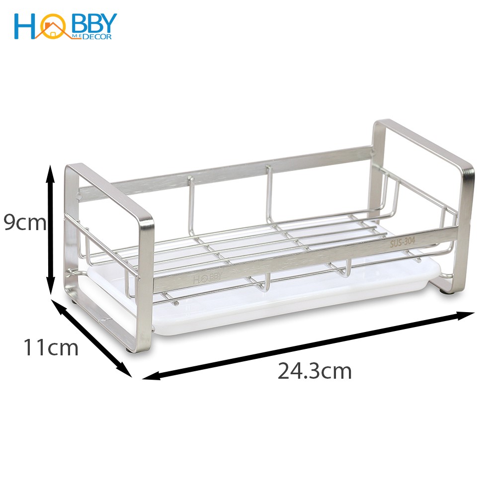 Kệ rổ đựng đồ rửa chén dán tường gạch men Hobby Home Decor KRC6 - mẫu lớn kèm keo dán và miếng dán