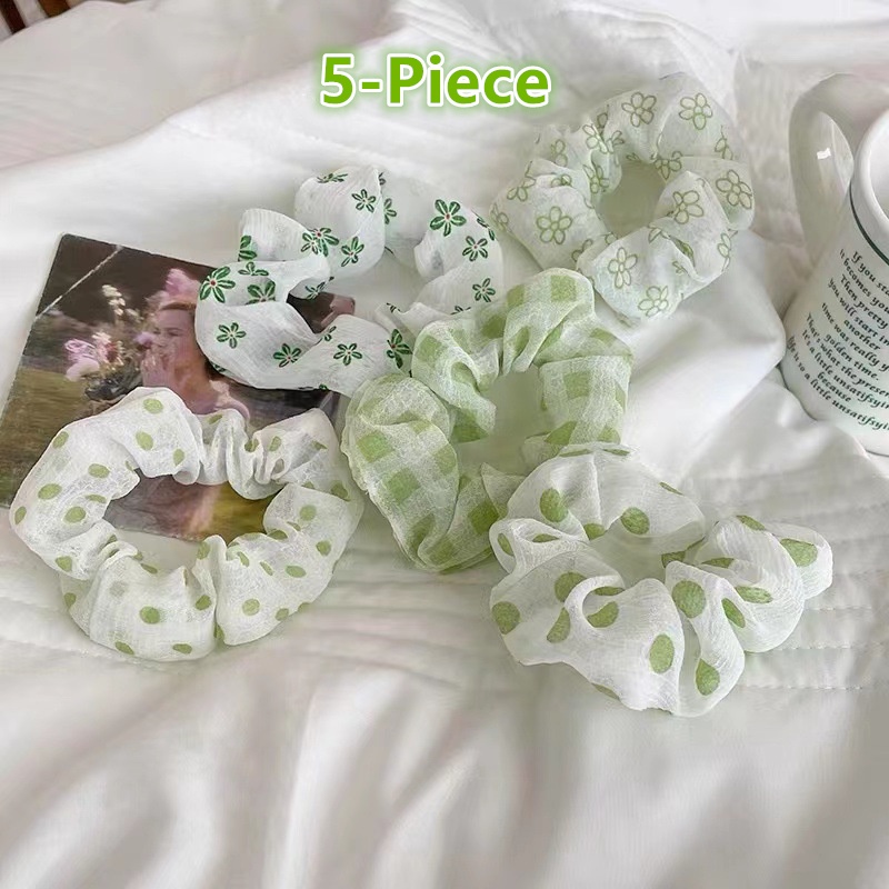 Set 5 Dây Cột Tóc Màu Xanh Lá Cây Tươi Mới