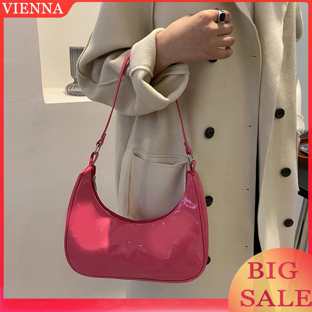 Túi xách da bóng màu trơn thiết kế đơn giản cho phái nữ