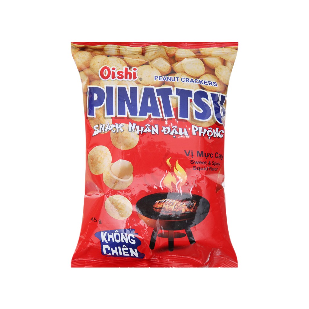 Snack nhân đậu phộng vị mực cay Pinattsu Oishi gói 45g