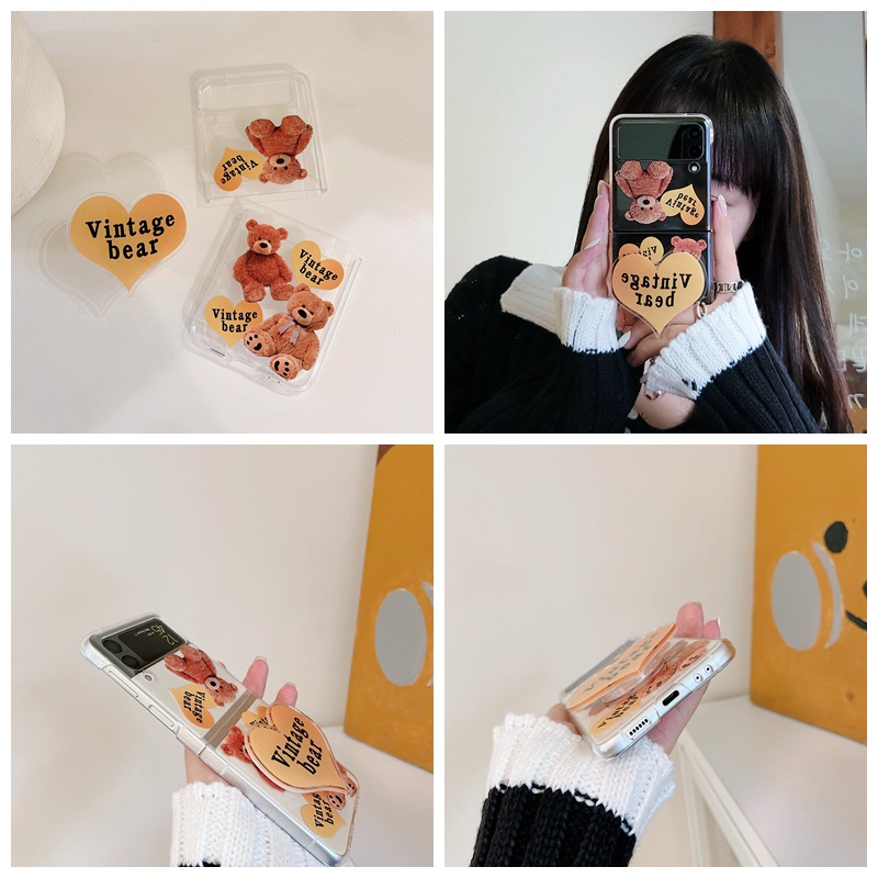 Ốp Điện Thoại PC Cứng Trong Suốt Chống Sốc Có Giá Đỡ Cho Samsung Galaxy Z Flip 3 5G