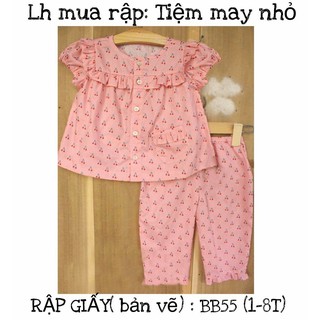 BB55_Fullsize rập giấy may bộ áo ngắn tay+ quần dài (8 size)