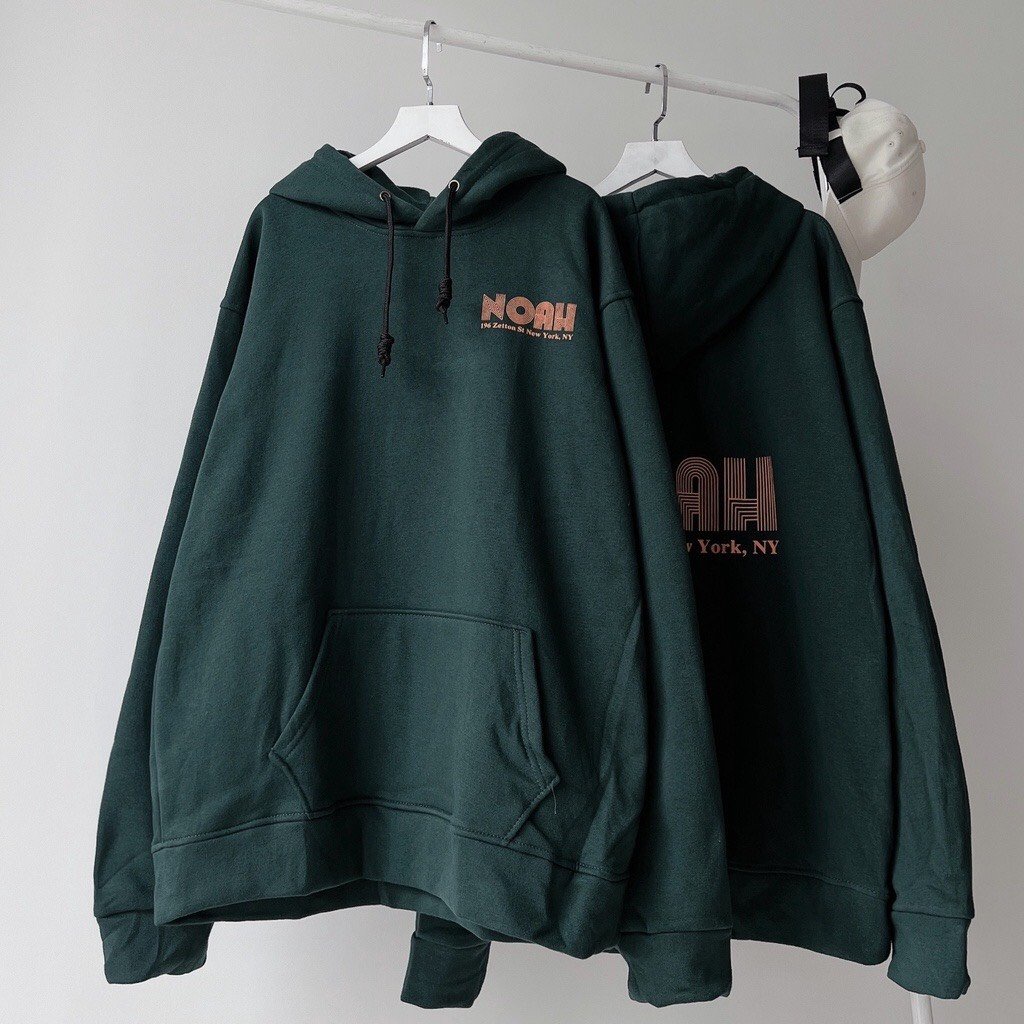 Áo Hoodie Nỉ NOAH Xanh Lá Form Rộng Nữ Meeny- Khoác Nỉ Dáng Rộng Tay Bồng Mũ 2 Lớp In Chữ Nỉ Ngoại Phong Cách Ullzang