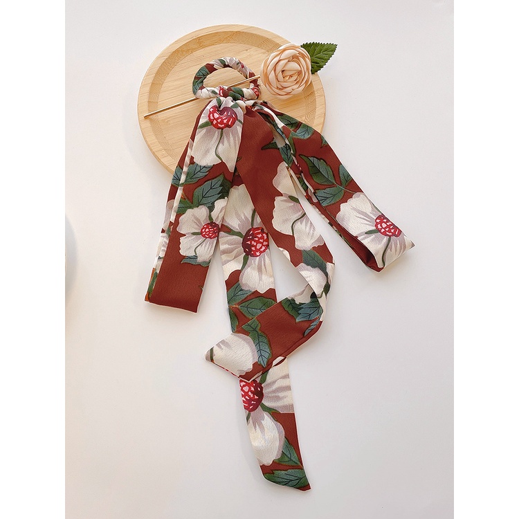 Kẹp Tóc Nơ Ruy Băng Dài Bằng Lụa Chiffon Phong Cách Hàn Quốc Cổ Điển Thời Trang Cho Nữ