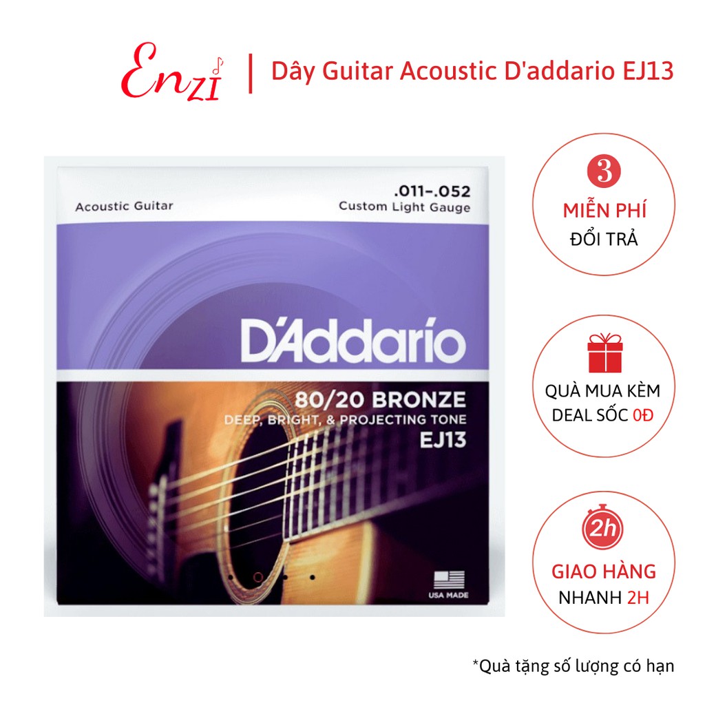 Dây đàn guitar Acoustic D Addario EJ13 80 20 bronze EXP26 EZ910 EZ920 EZ900 dây đàn ghita sắt chất lương Enzi
