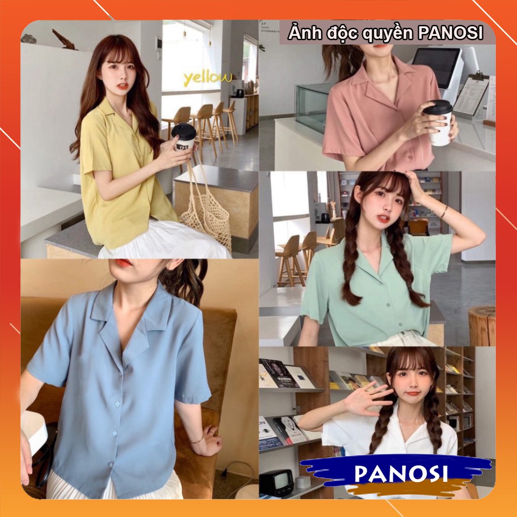 Áo sơ mi nữ ngắn tay cổ vest Hàn Quốc xinh xắn - A413