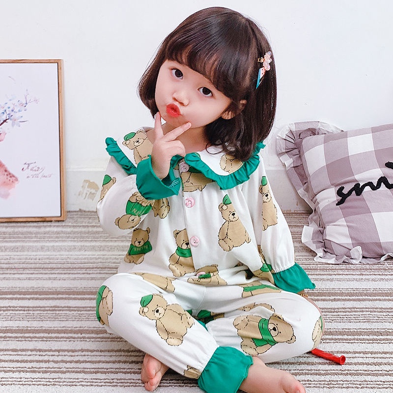 Bộ Đồ Ngủ Tay Dài Thời Trang Xuân Thu 2022 Dễ Thương Dành Cho Bé Gái