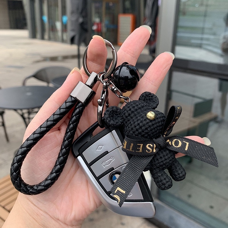 Móc Chìa Khóa Hoạ Tiết Gấu Len Đan Hoạt Hình Dễ Thương , Móc Khóa Đẹp Cao Cấp Phụ Kiện Túi Xách