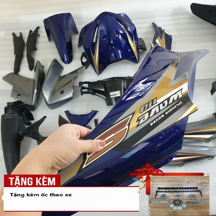 Bộ nhựa xe Wave S110  đời 2008 đến 2010 Màu Xanh Tím Than  Dàn áo xe máy Wave S110