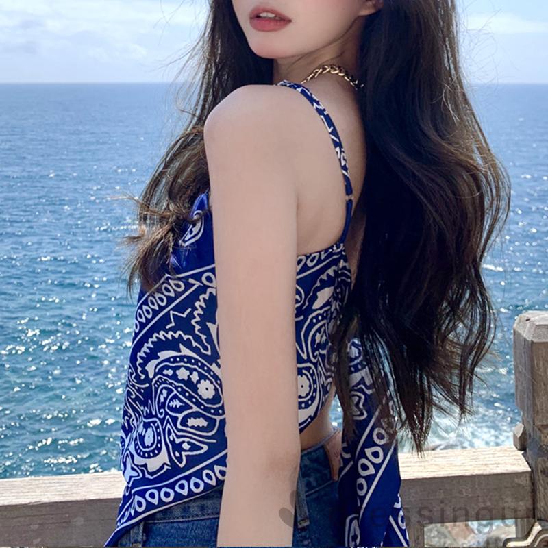 Áo Hai Dây Hở Lưng In Họa Tiết Cá Tính Dành Cho Nữ