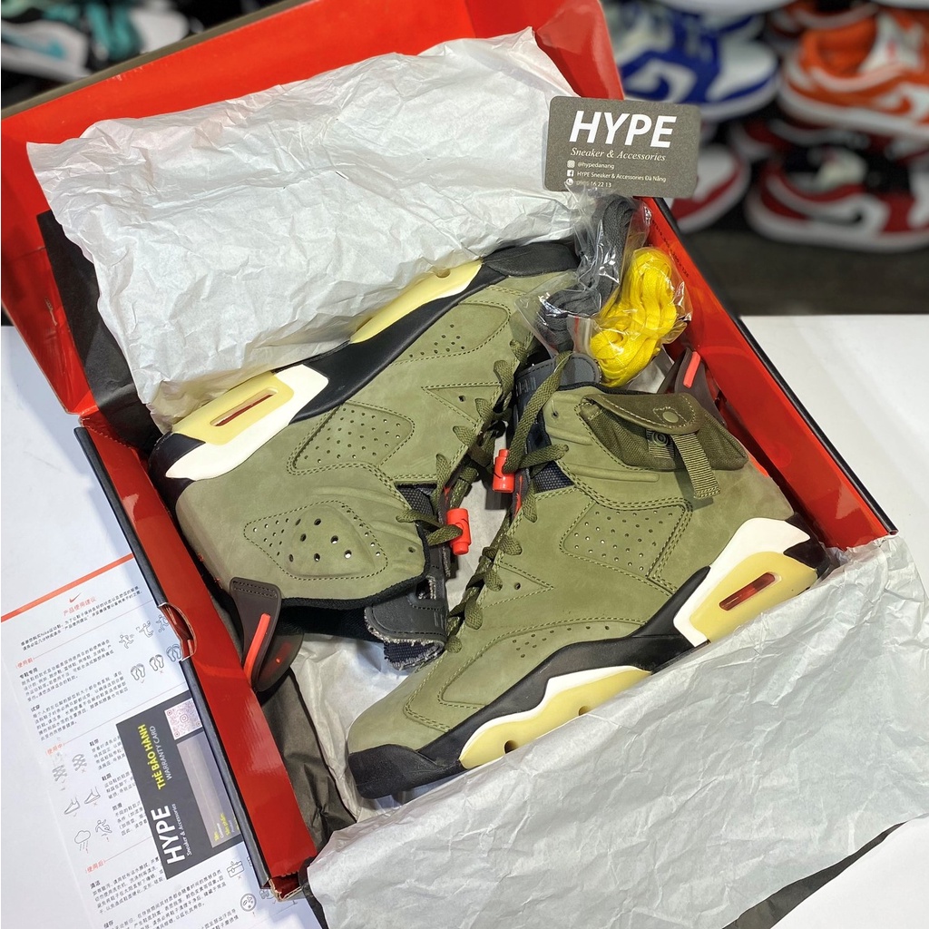 [ Hype Sneaker ] Giày sneaker hypebeast | giày bóng rổ : Jordan 6 Travis Scott màu xanh rêu | Bản high Quality .