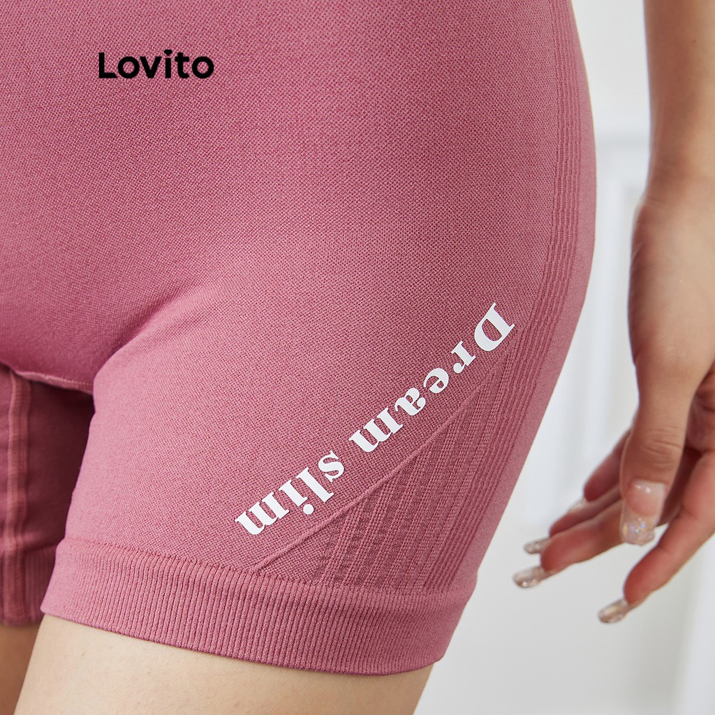 Quần đùi Lovito lưng cao phối hoạt hình phong cách thể thao L15X230 (Màu hồng)