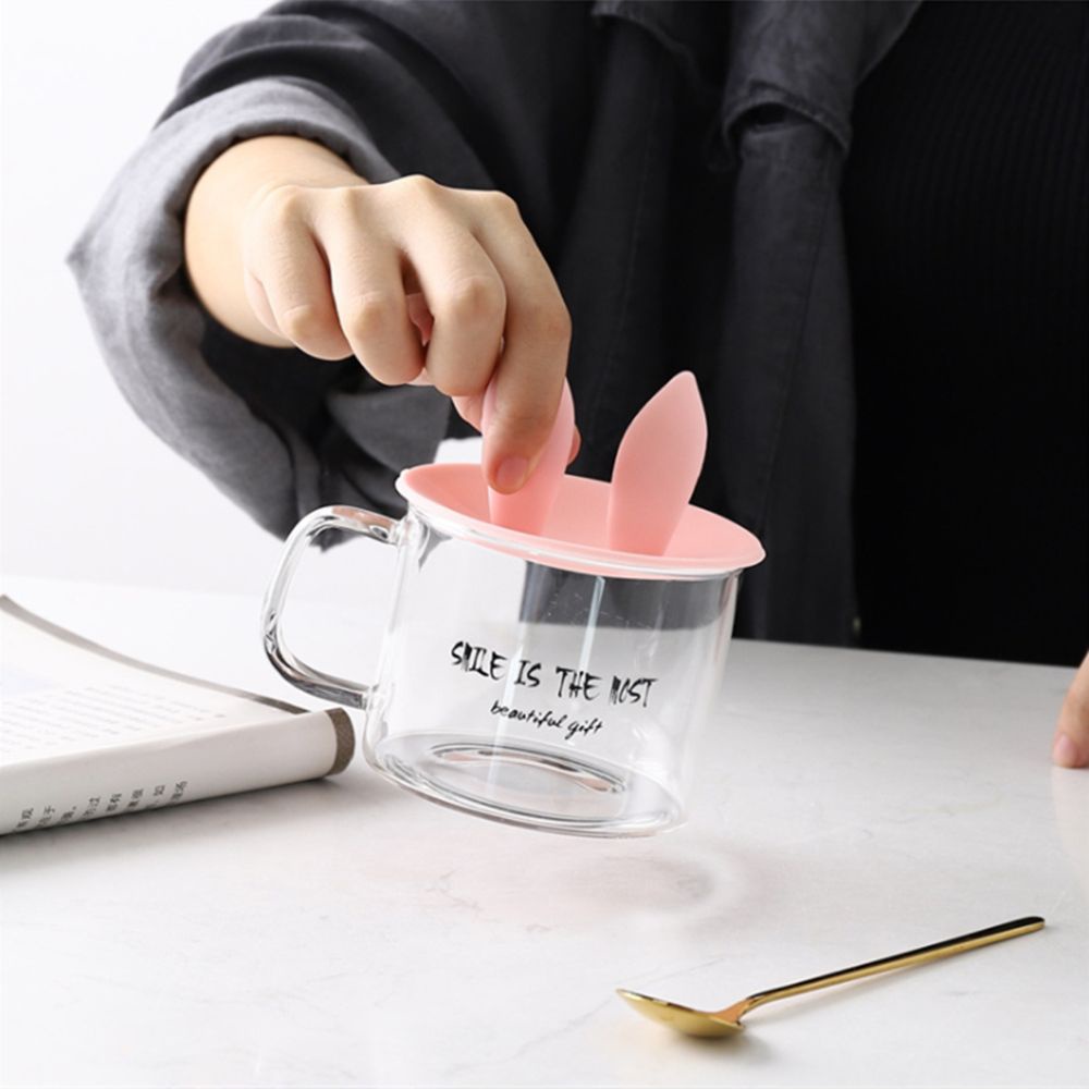 Nắp Đậy Cốc Nước Giữ Nhiệt Không Độc Hại Hình Tai Thỏ Có Thể Tái Sử Dụng Ốp