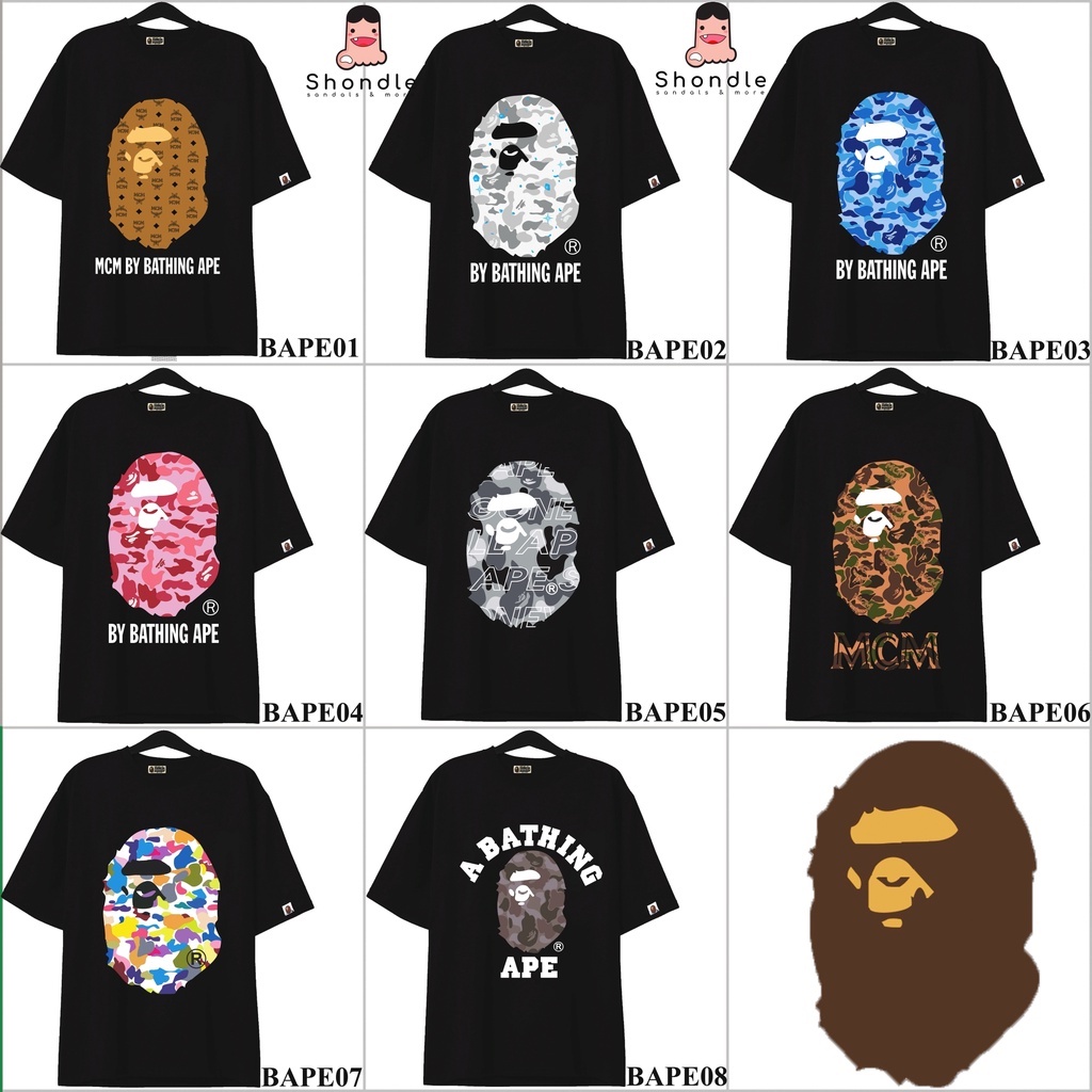 Áo Thun Bape MCM Vải Cotton Cao Cấp Tay Lỡ Unisex Hot Trend 2022