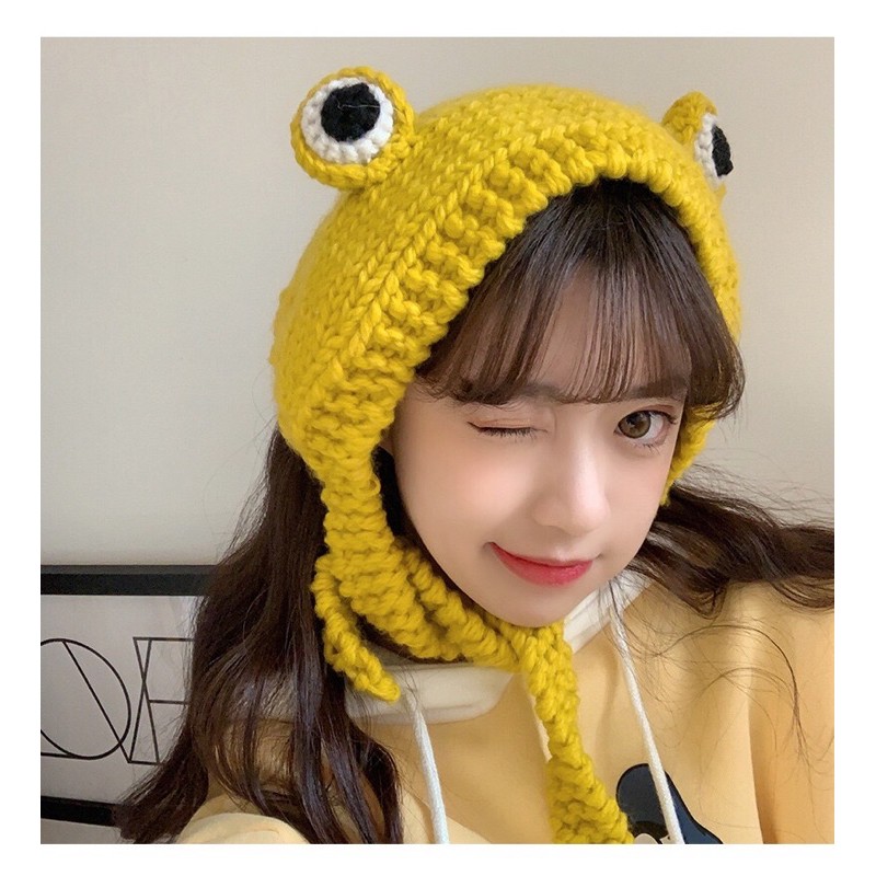 Nón len ulzzang , mũ len tai gấu siêu đáng yêu Mũ len Beanie gân xốp  tone màu Vintage loại mịn xịn