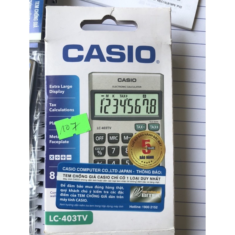 (Freeship) HÀNG CHÍNH HÃNG 100% Máy tính Casio LC 430TV ( có phiếu bảo hành đầy đủ) LC-403TV  lc 403tv