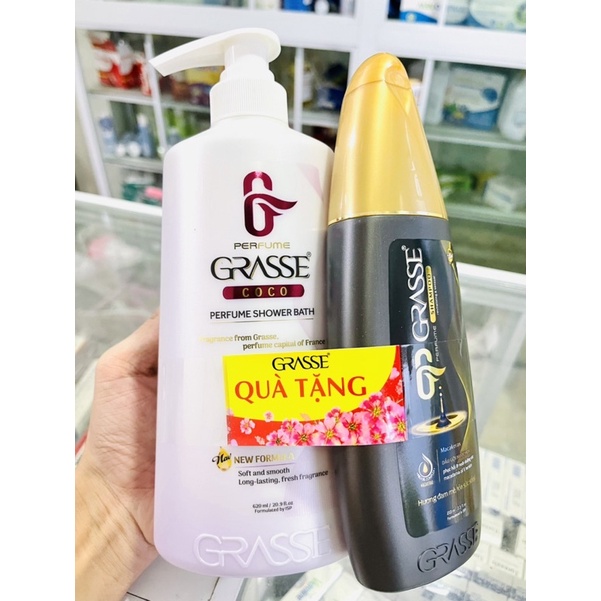 Dầu gội - Sữa Tắm Grasse hương nước hoa 620ml+ tặng dầu xả + Tặng dầu gội Grasse 215ml
