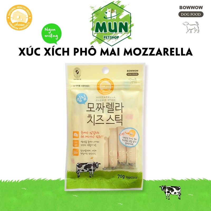 Xúc xích phô mai cho chó Cheddar , Mozzarella túi 70gr