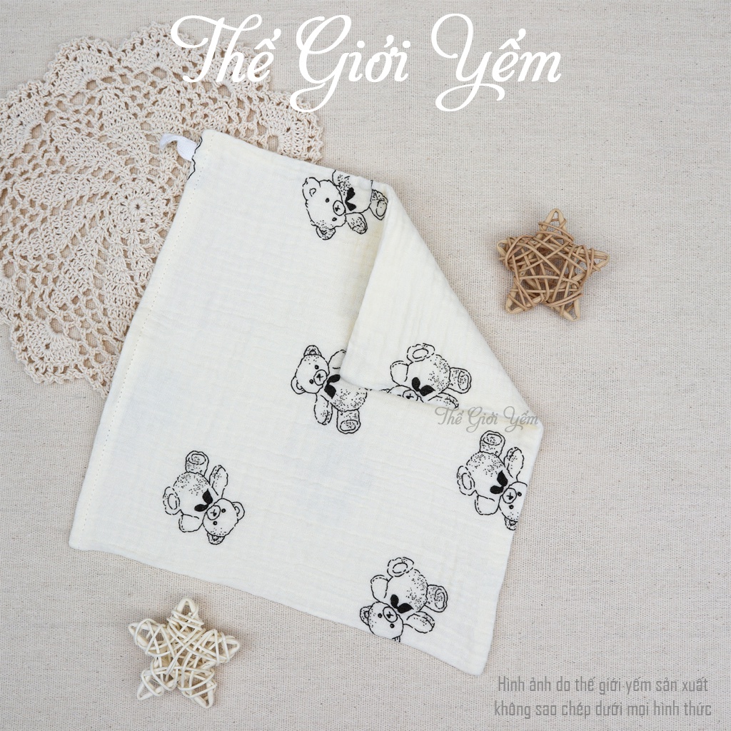 Khăn sữa cho bé khăn mặt xô 4 lớp muslin siêu mềm mịn vệ sinh lau mặt tắm rửa cho bé THẾ GIỚI YẾM