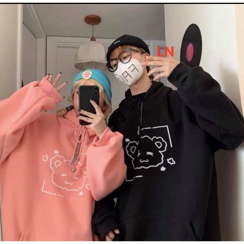 Áo hoodie mặt gấu ô vuông LN11