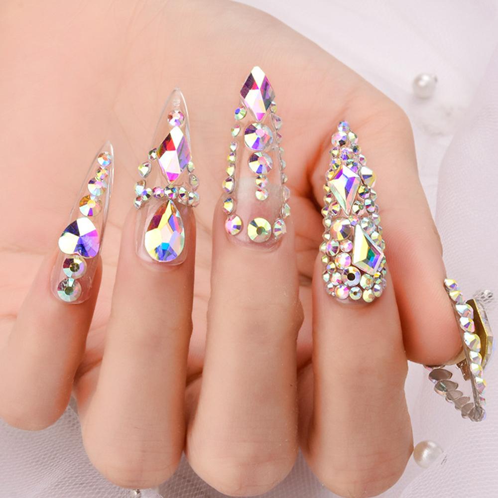 OCEANMAP Hạt Đá 3D Nhiều Kích Cỡ Tự Đính Trang Trí Móng Đeo Lưng