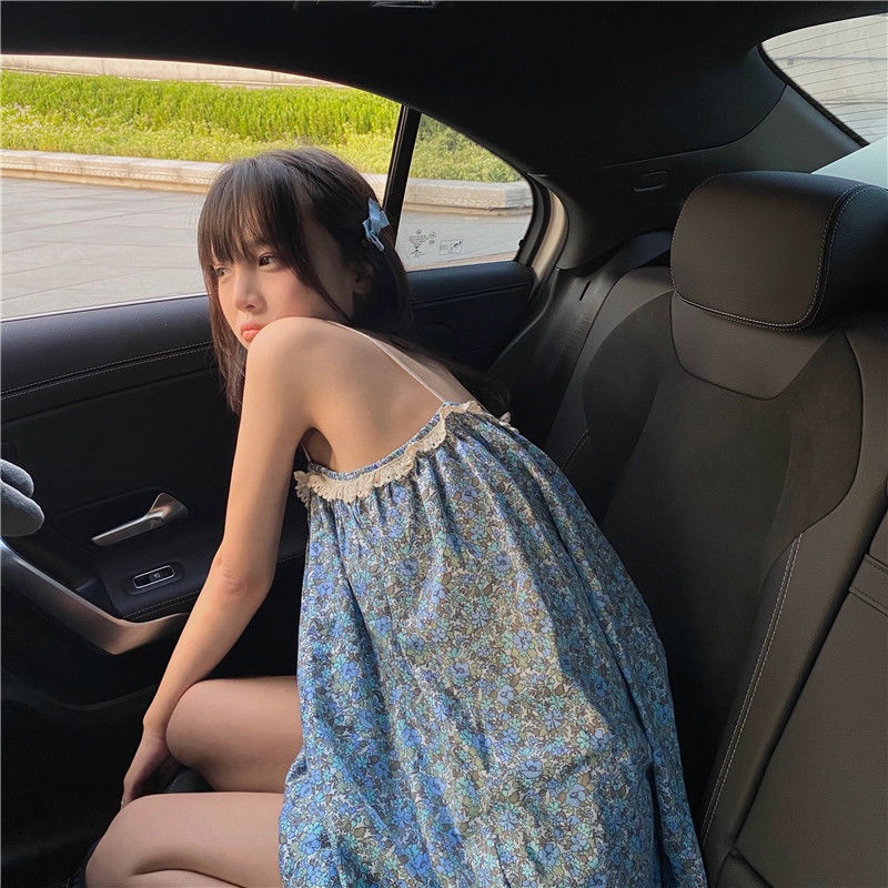 Women's lace-up dress 2021 New Summer 2021 Gorgeous floral student dress