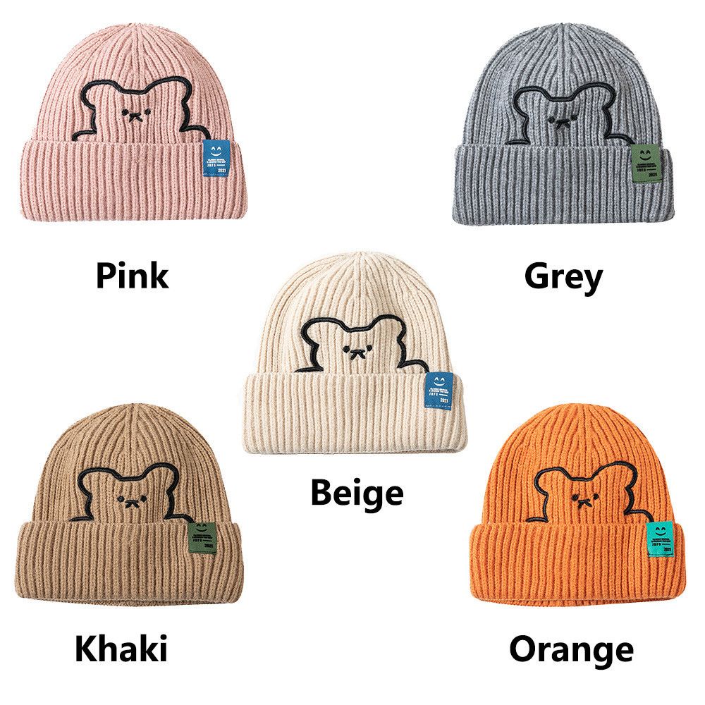 Nón Len Trùm Đầu Giữ Ấm Thêu Hình Gấu Dễ Thương Thời Trang Mùa Đông Phong Cách Hip hop 2022