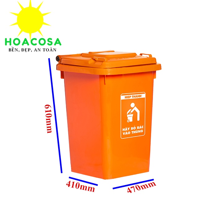 Bộ 10 Thùng Rác Công Nghiệp 60L (60 Lít) Nhựa Hiệp Thành Không Bánh Xe - Cứng Cáp, Bền Lâu- Đồ Gia Dụng Hoacosa.