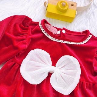 [𝗧𝗮̣̆𝗻𝗴 𝗡𝗼́𝗻 + 𝗧𝗮̂́𝘁] BODY NHUNG ĐỎ PHỐI NƠ TRẮNG (sơ sinh - 12 kg)