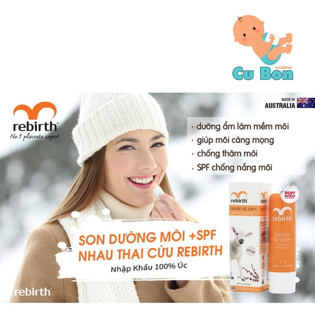 Son Dưỡng Môi Chống Nắng Nhau Thai Cừu Và Vitamin E Rebirth Lanolin Lip Balm Vitamin E &amp; Apricot Oil