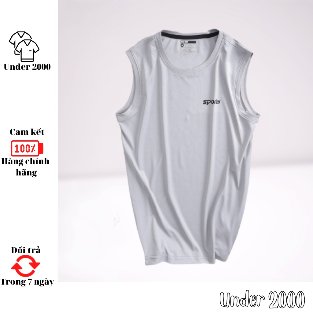 Áo thun lạnh Cổ Tròn không tay - áo thun nam Poly 4 chiều phong cách mát mẻ, tập GYM, tập thể thao