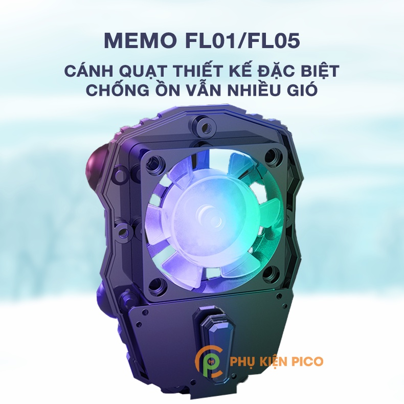 Quạt tản nhiệt điện thoại Memo FL01 / FL05 / FL06 / FL07 sức gió mạnh 6000V/phút có Pin sạc Led RGB