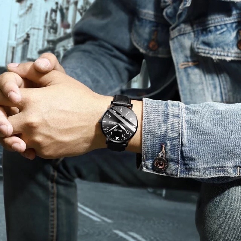 Đồng Hồ Nam Dây Da BELUSHI Máy Mỏng Hai Lịch Ngày Thứ Chống Nước