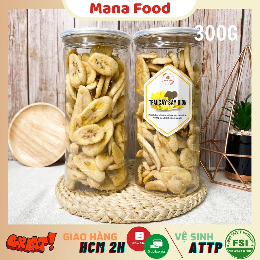 300G Chuối Sấy Mana Food | Trái cây sấy khô, ăn vặt cao cấp