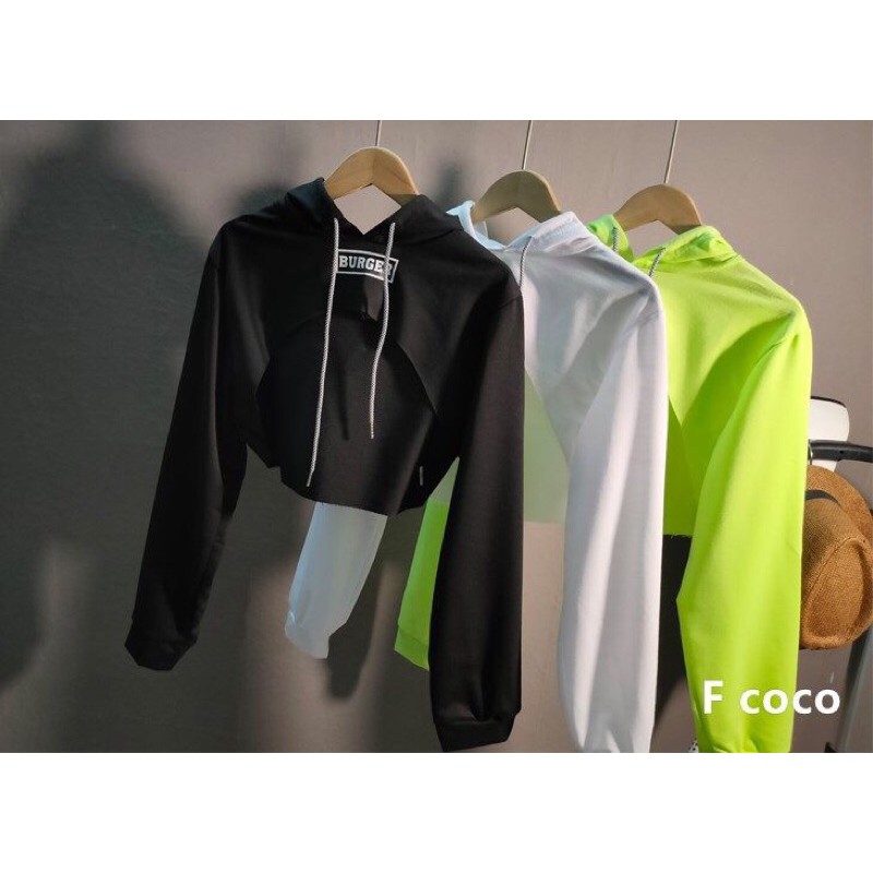 SET 2 MÓN ÁO CROPTOP HODDIE BURGER