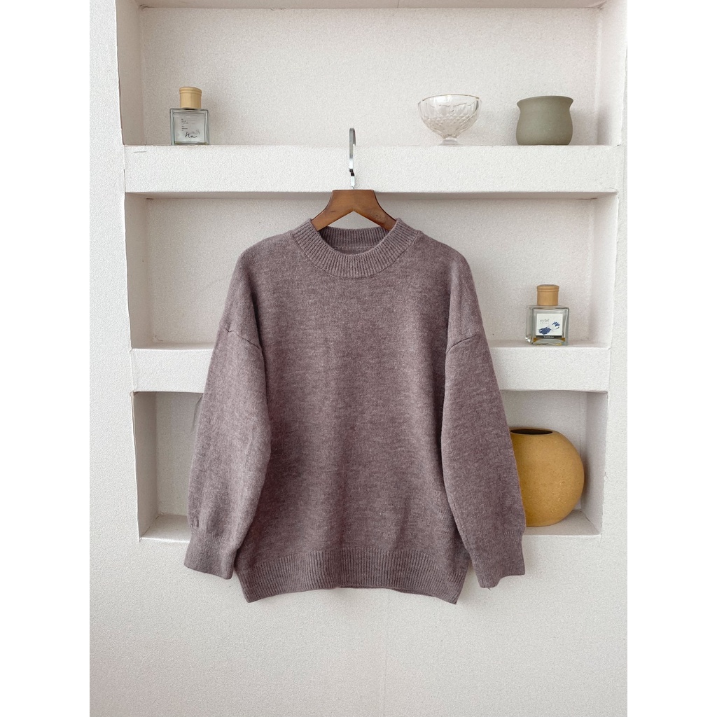 HÀNG SẴN_Áo Len Cashmere Cổ Tròn Basic Dáng Rộng