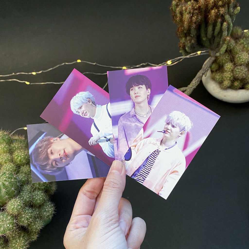 Set 4 card Suga 4 mẫu in 2 mặt - Ảnh Suga BTS