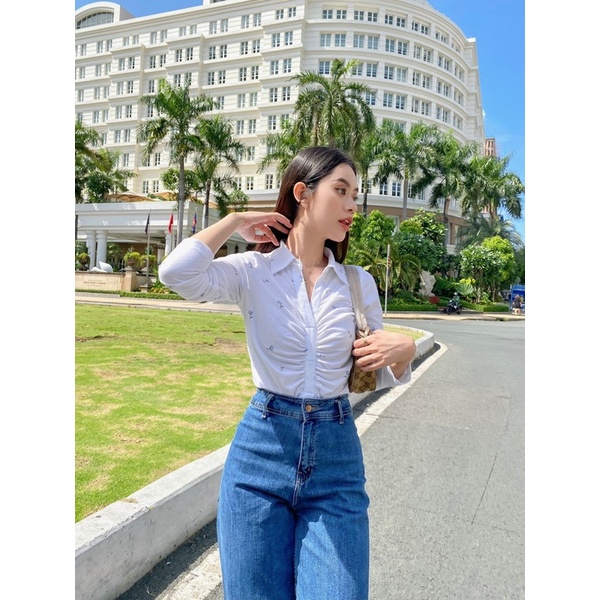Áo thun polo tay dài xếp nhún MIEU - JJ07