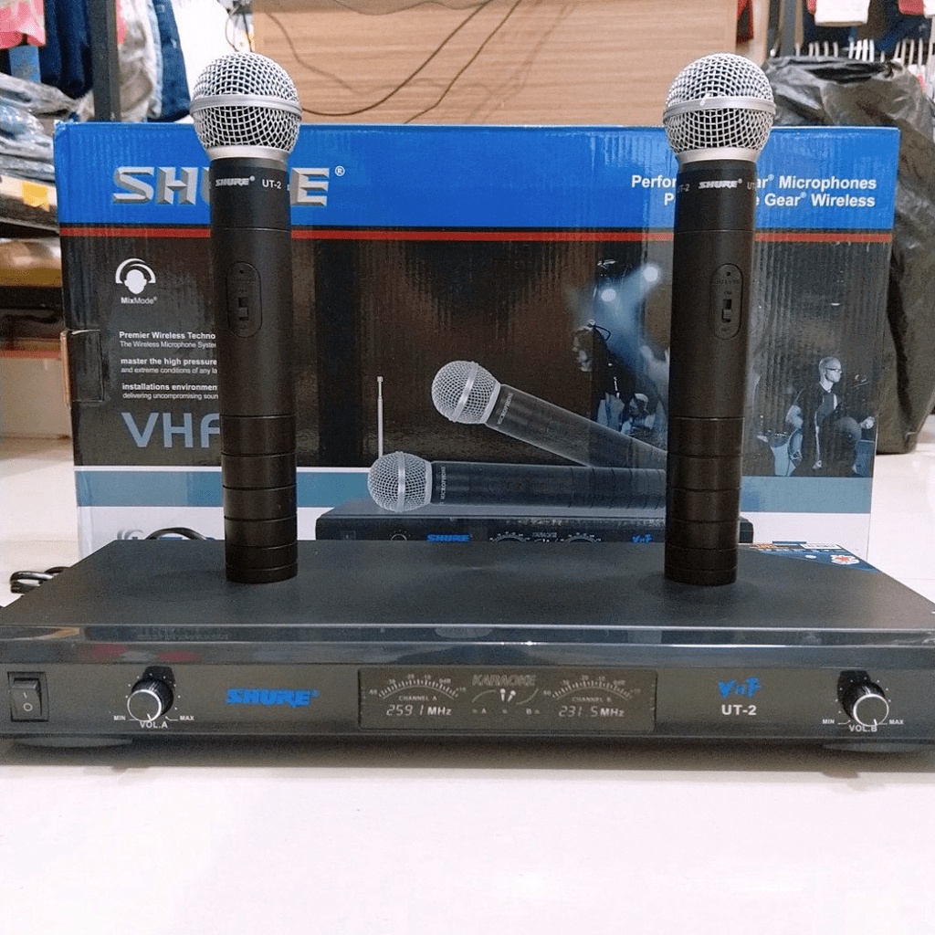 MT MAX Micro Không Dây SHURE UT2 Micro Karaoke Có Độ Nhạy Cao Chống Hú Cực Tốt Tần Số Sóng Ổn Định Giúp Chống Tạp Â