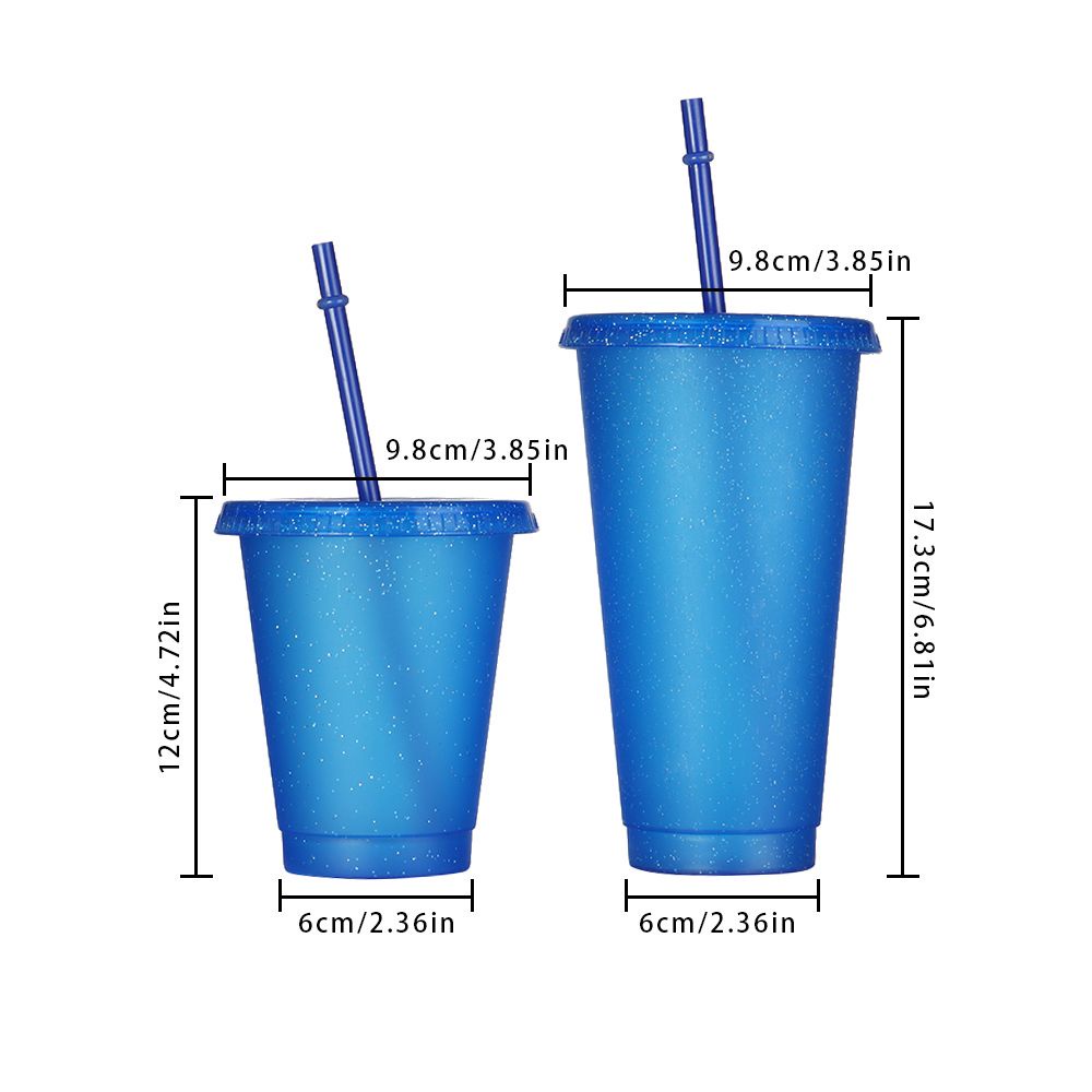 1 cốc uống nước bằng nhựa có ống hút sáng bóng nhiều màu có thể tái sử dụng MIHAN1