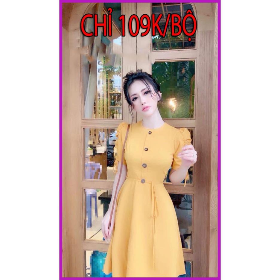 Đầm dự tiệc tay phồng cột nơ (Hàng Bán Shop) thời trang SUSU_FASHION193 *