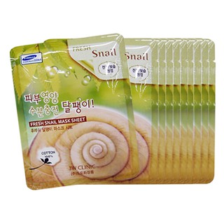 Bộ 10 Mặt nạ dưỡng da săn chắc và mềm mịn da chiết xuất ốc sên 3W Clinic Fresh Snail Mask Sheet