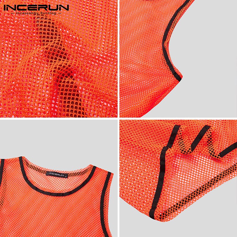 Áo lưới INCERUN sát nách rỗng cổ tròn xuyên thấu cổ tròn