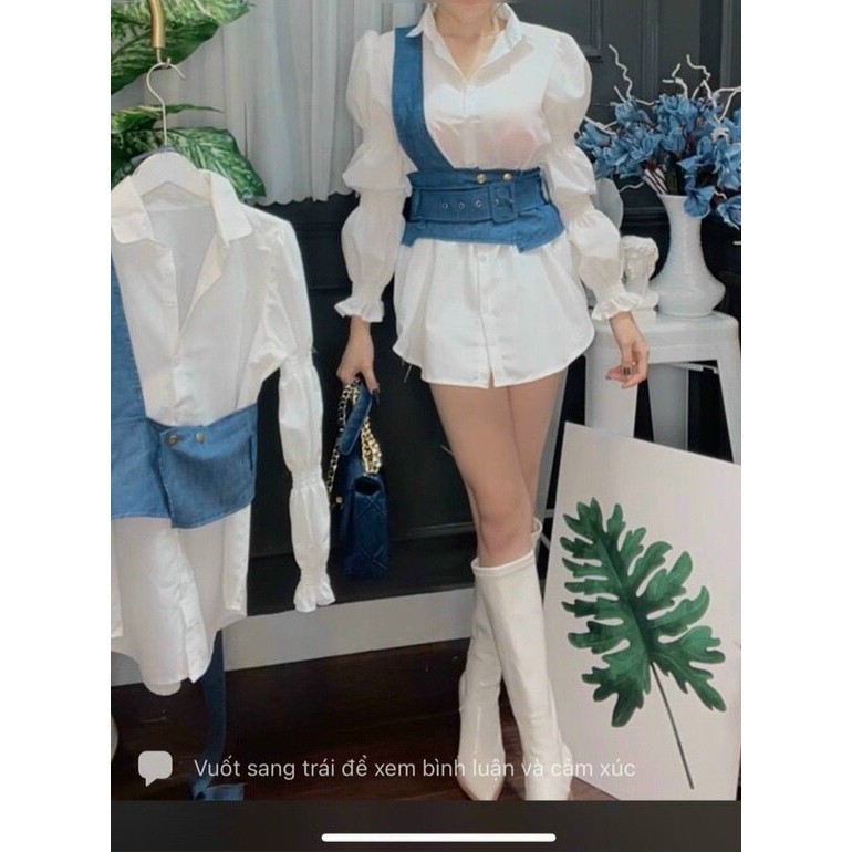 Áo Sơ Mi Phối Dây Nịt Beo