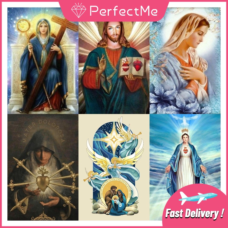 Bộ tranh đính đá tự làm họa tiết chúa jesus hai kích cỡ tùy chọn