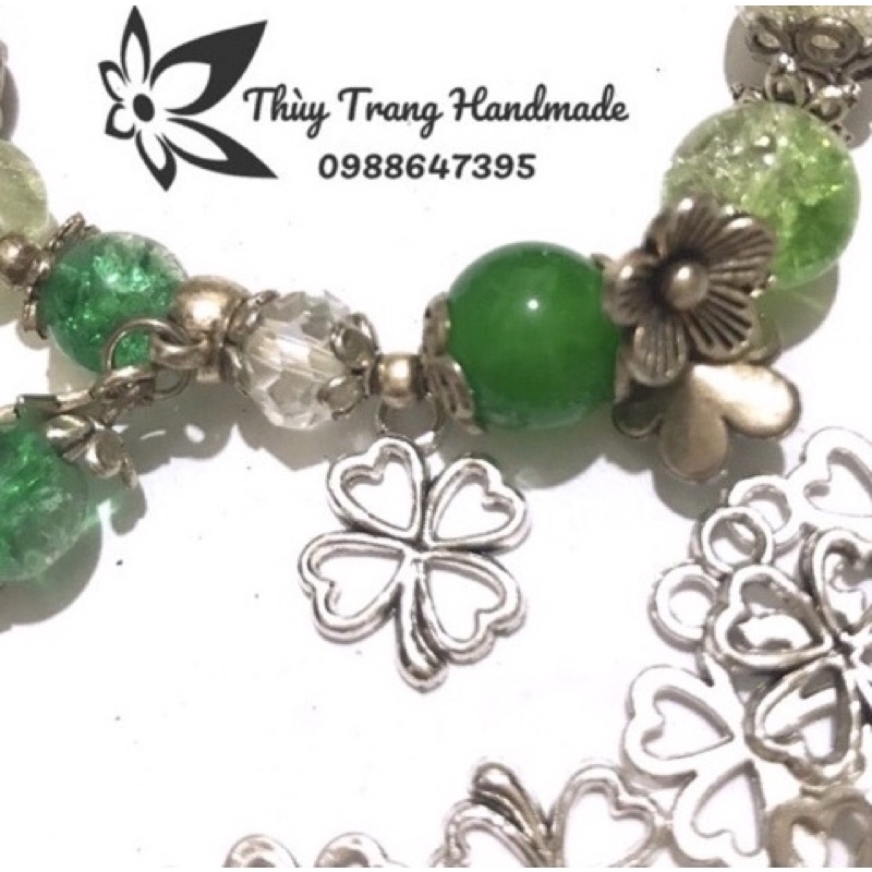 1 Mặt Charm Cỏ 4 lá rỗng may mắn trang trí vòng tay, trang sức handmade