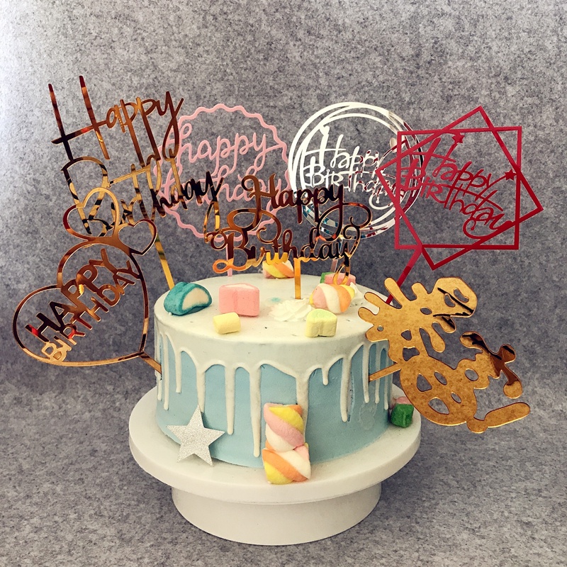 Set 10 Que Chữ Happy Birthday Bằng Nhựa Dùng Để Trang Trí Bánh Kem